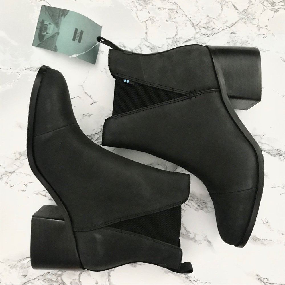Toms Esme Boot // black leather heel boot
